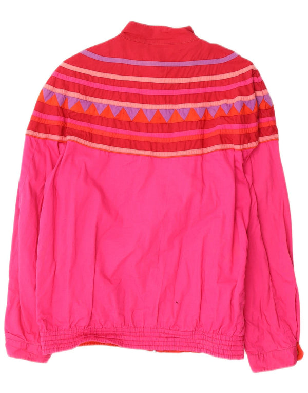Vintage Damen Wende-Bomberjacke UK 12 Mittelrosa Geometrisch