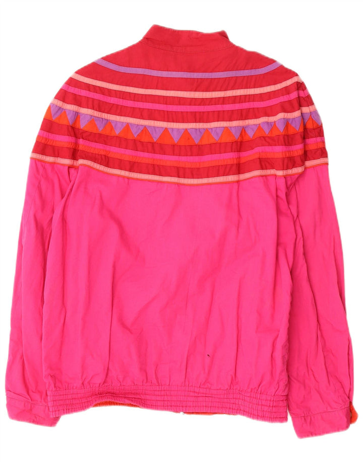 Vintage Damen Wende-Bomberjacke UK 12 Mittelrosa Geometrisch