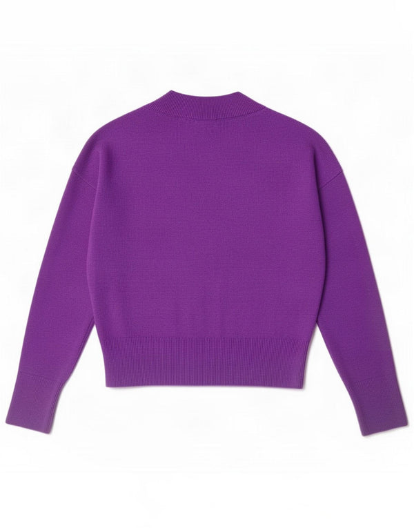 Massimo Dutti Damen-Pullover mit V-Ausschnitt, UK 14, mittelviolette Wolle