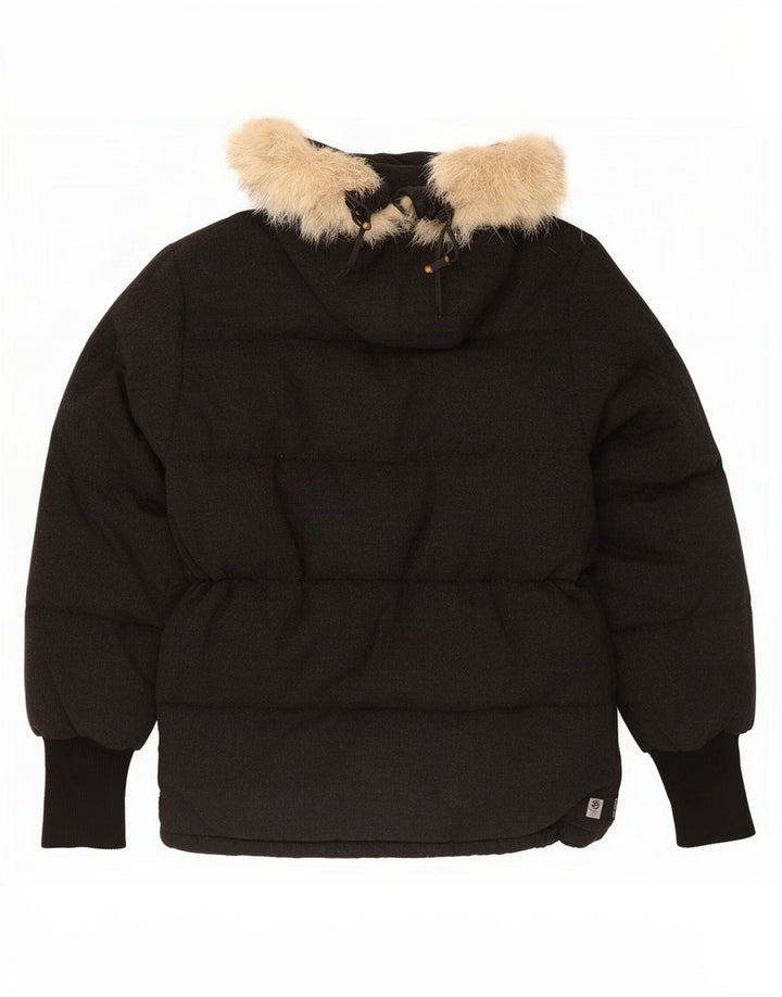Moncler Herren-Jacke mit Kapuze, gepolstert, UK 36, kleine schwarze Wolle