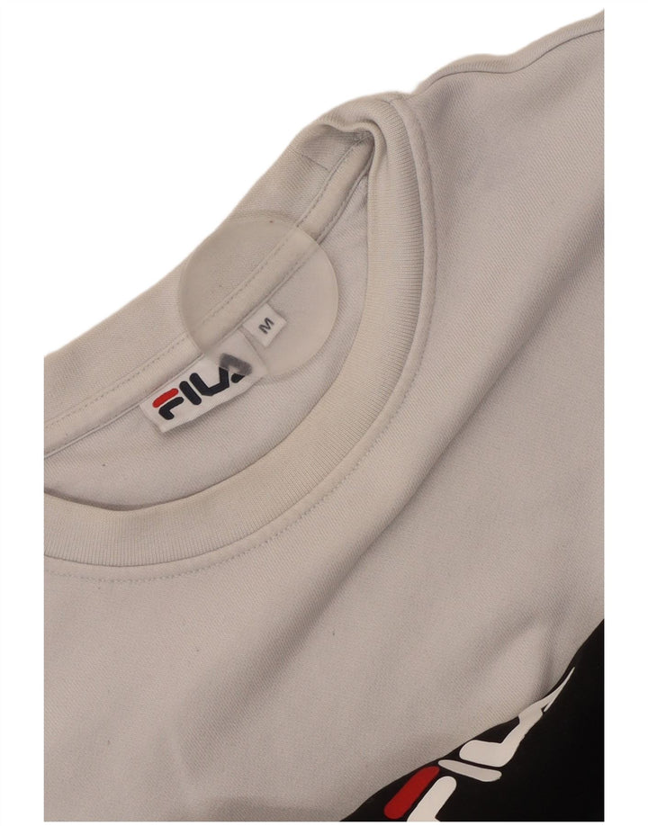 FILA Damen Grafik-Sweatshirt-Pullover UK 14 Mittelschwarz Farbblock