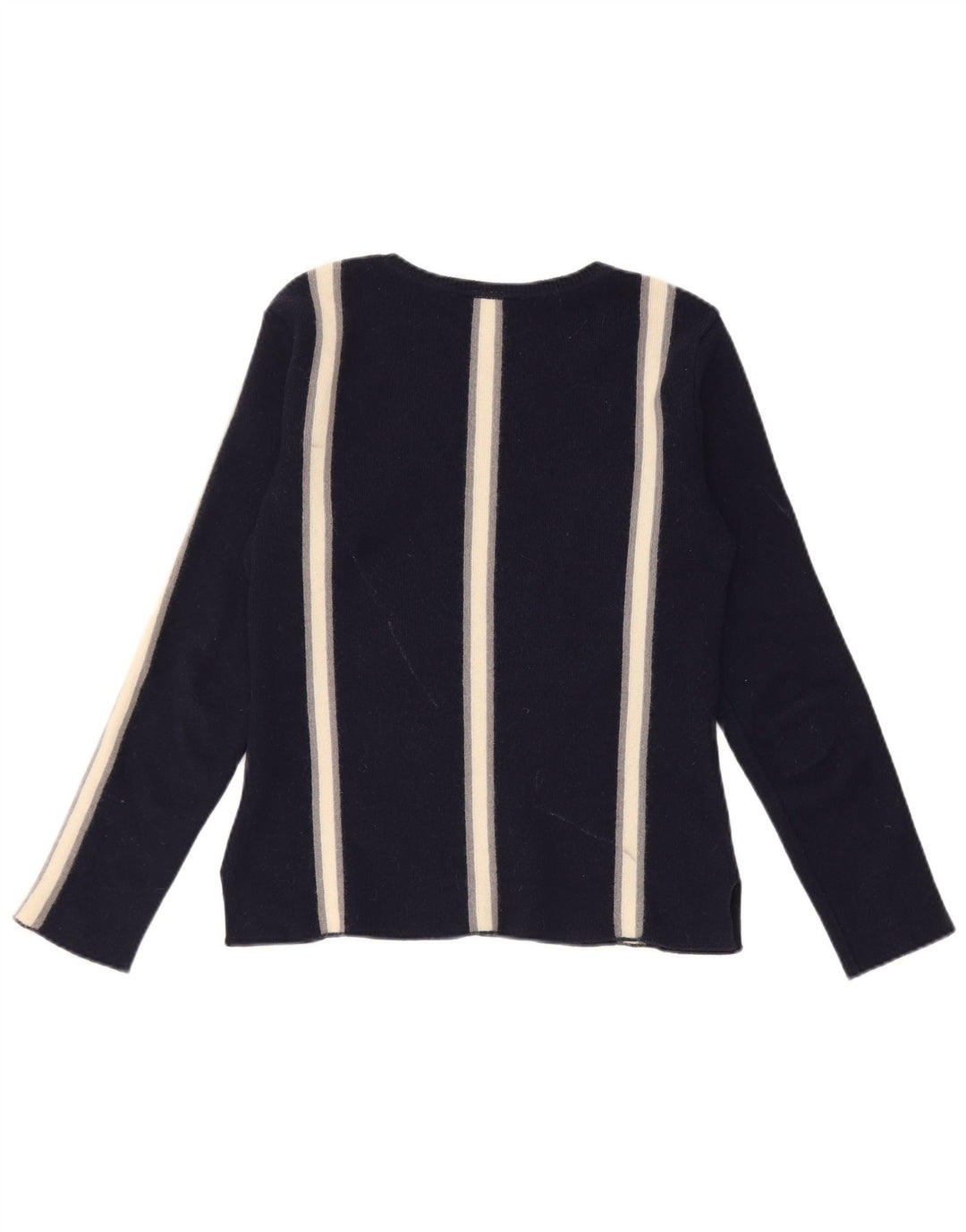 Lacoste Damen-Pullover mit U-Boot-Ausschnitt, Größe 38, mittelmarineblau gestreift