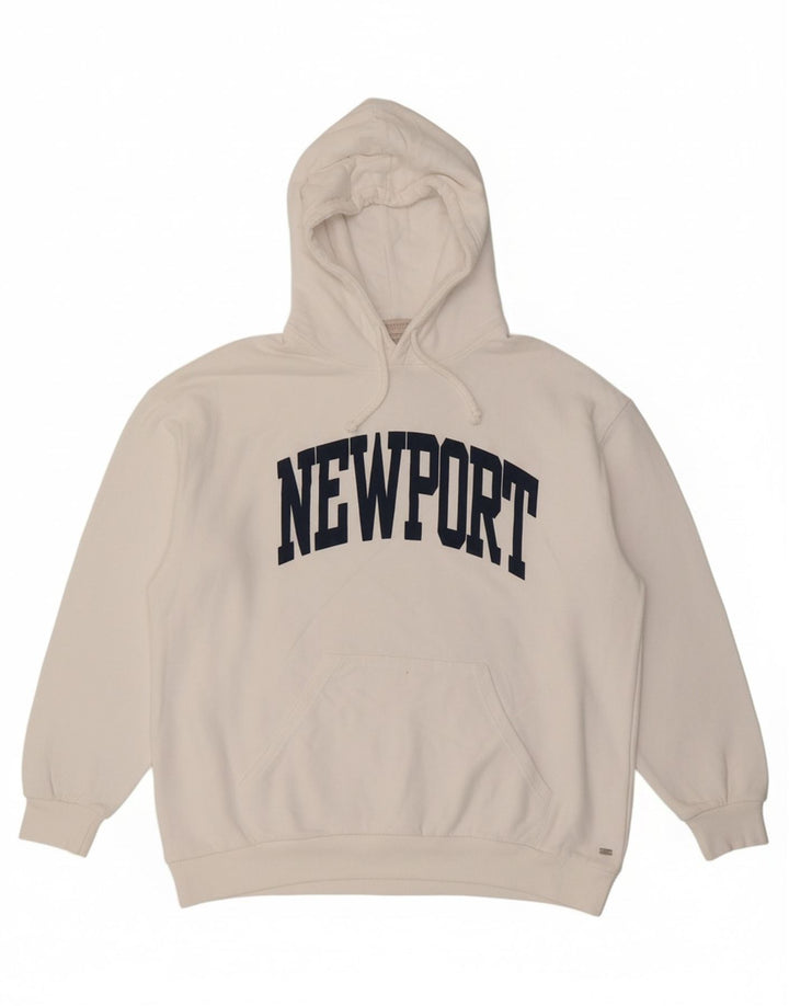 PULL & BEAR Mens Loose Fit Graphic Hoodie Jumper Medium White Cotton