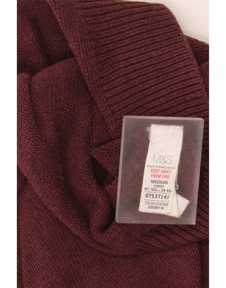 Marks & Spencer Herren-Pullover mit Schalkragen, mittelgroße Baumwolle, Burgunderrot