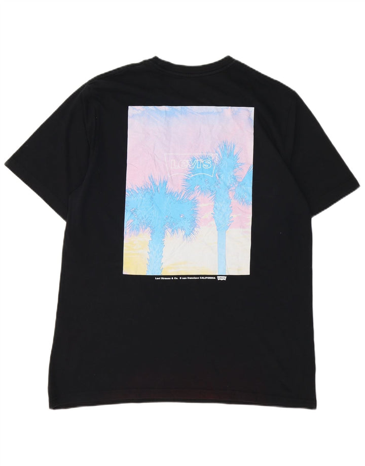 LEVI'S Herren Relaxed Fit Grafik-T-Shirt-Oberteil aus mittelschwarzer Baumwolle