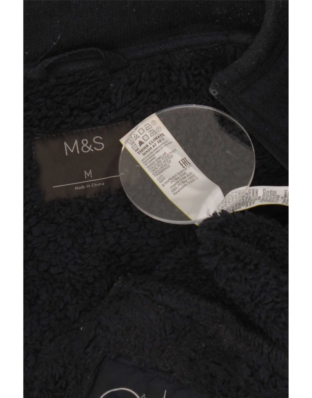 Marks & Spencer Herren-Sherpa-Trainingsanzug-Oberteil, mittleres marineblaues Polyester