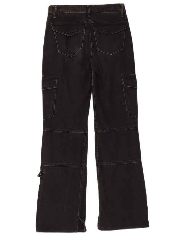 Zara Damen Cargo Loose Jeans EU 32 2XS W22 L30 Schwarze Baumwolle