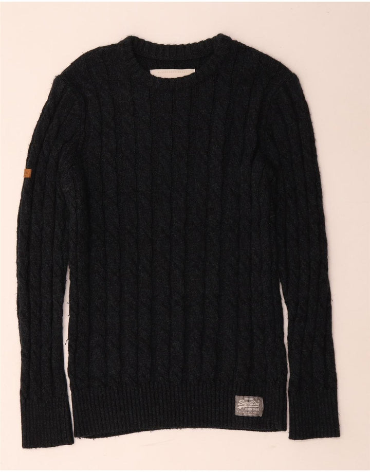 Superdry Herren-Pullover mit U-Boot-Ausschnitt, XL, schwarzes Acryl