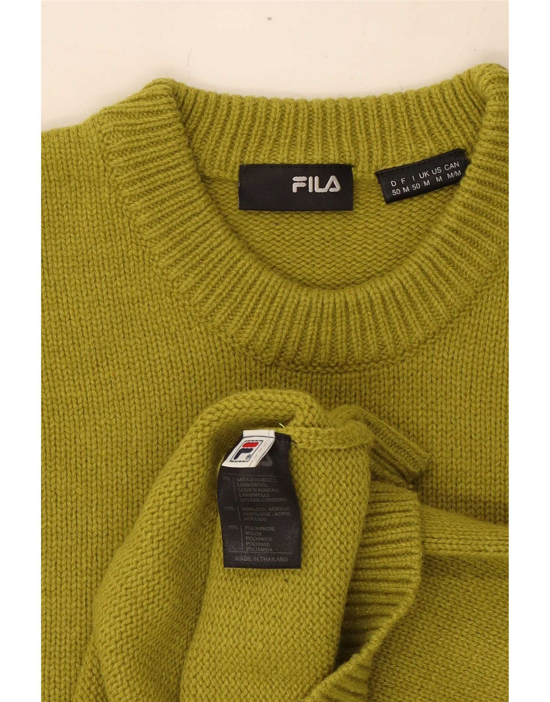 Fila Herren-Pullover mit Rundhalsausschnitt, mittlere Khaki-Wolle