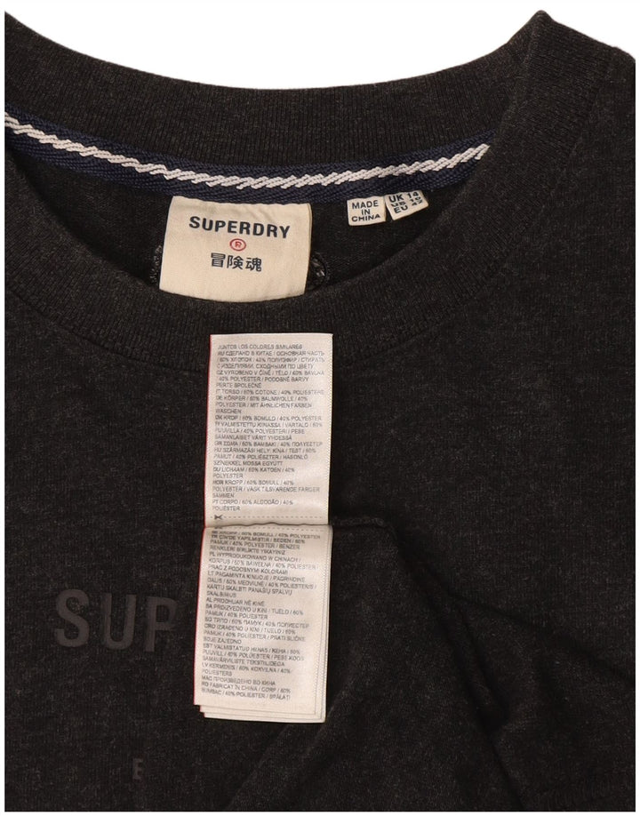 Superdry Damen Grafik-T-Shirt-Oberteil UK 14 Large Grau Baumwolle