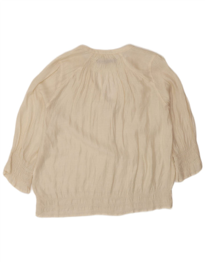 Zara Damen-Blusenoberteil mit 3/4-Ärmeln, übergroß, Gr. 6, XS, Beige