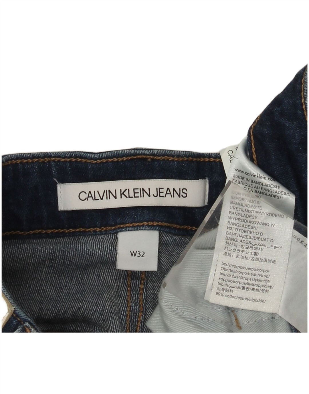 Calvin Klein Herren Denim Shorts W32 Mittelblaue Baumwolle