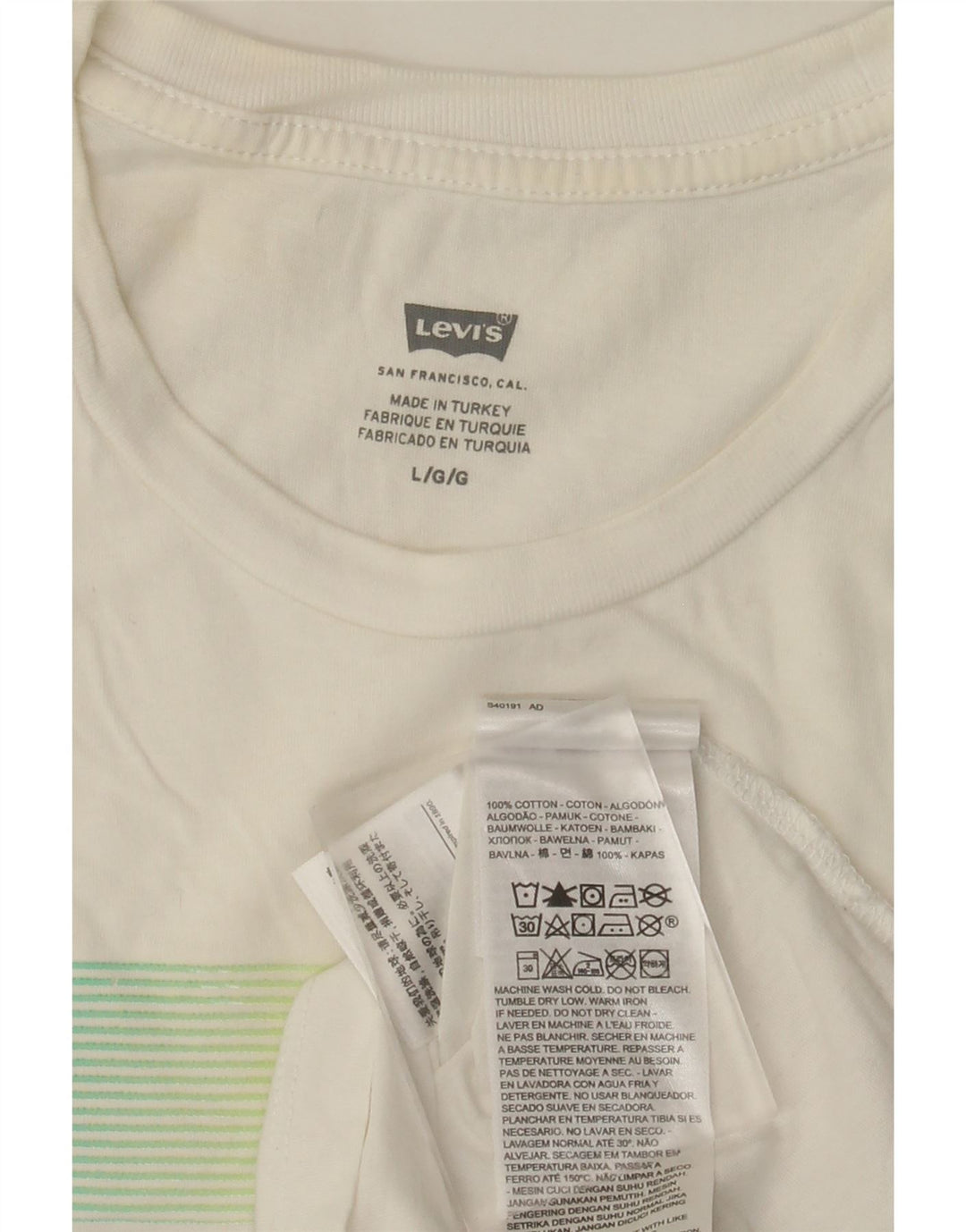 Levi's Herren-T-Shirt mit Grafik, Größe L, aus weißer Baumwolle