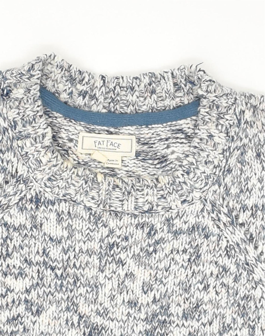 FAT FACE Womens Oversized Crew Neck Jumper Sweater UK 8 Small Blue Flecked | Vintage Fat Face | Thrift | Second-Hand Fat Face | Used Clothing | Messina Hembry 