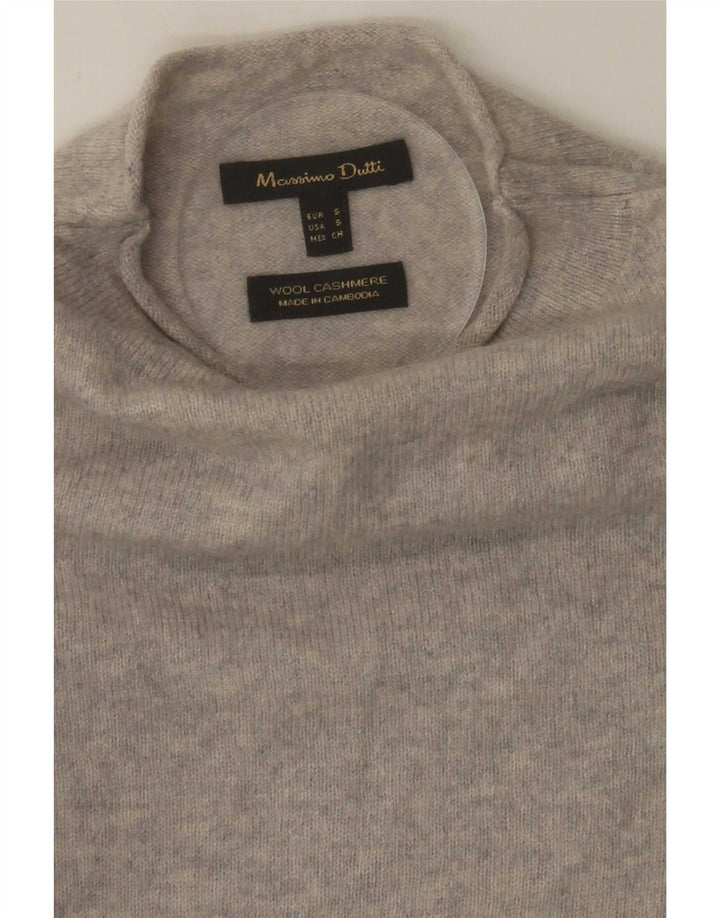 Massimo Dutti Damen-Pullover mit Rollkragen, Gr. 10, kleine graue Wolle