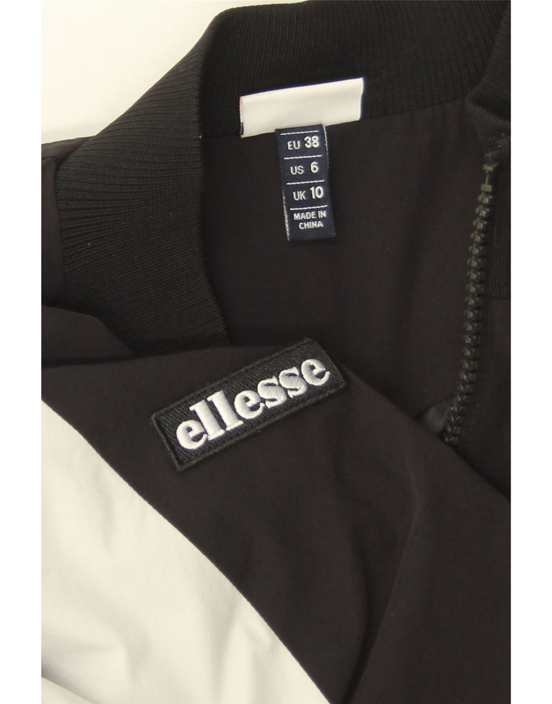 Ellesse Womens Crop Trainingsanzug Top Jacke UK 10 Small Black Colourblock
