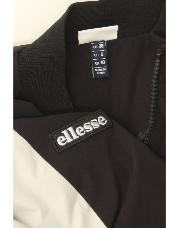Ellesse Womens Crop Trainingsanzug Top Jacke UK 10 Small Black Colourblock