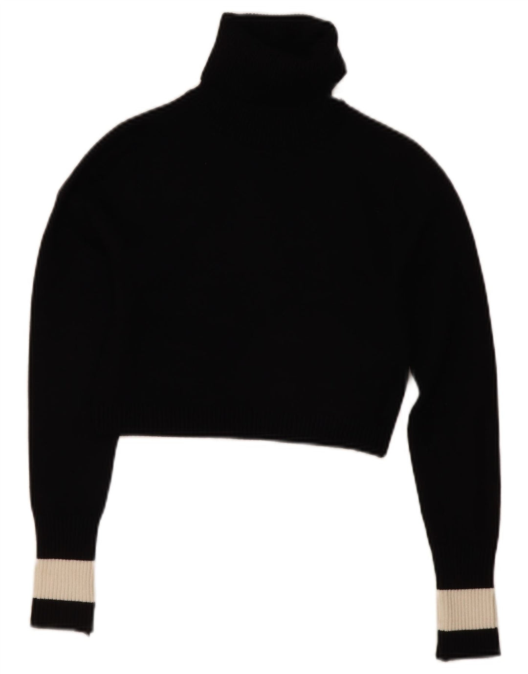 Zara Damen Crop Rollkragenpullover Pullover UK 12 Mittelschwarz Farbblock