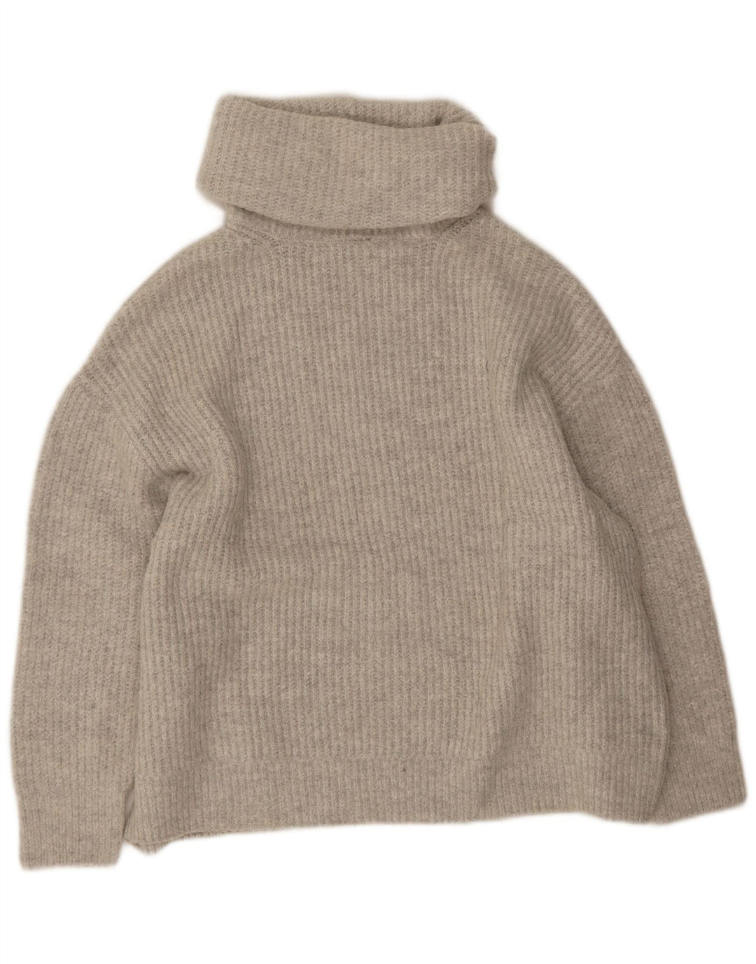 Zara Damen-Pullover mit Rollkragen, übergroß, Gr. 10, Small, Grau, Acryl