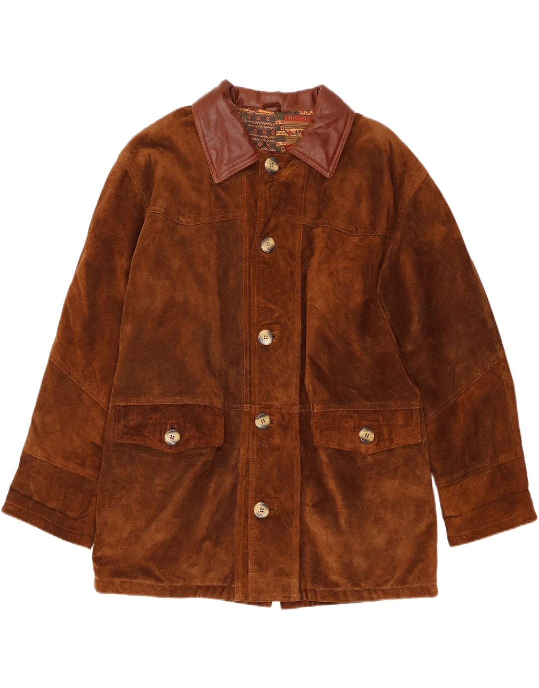 Vintage Herren Loose Fit Wildlederjacke IT 46 Kleines braunes Leder