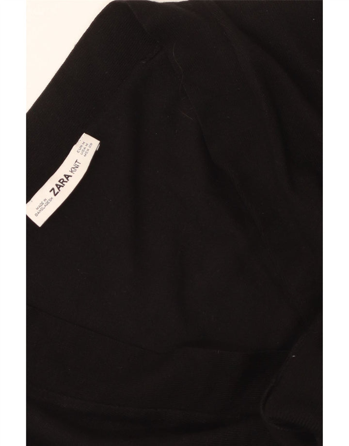 ZARA Damen Crop Cardigan Pullover UK 14 Medium Schwarz
