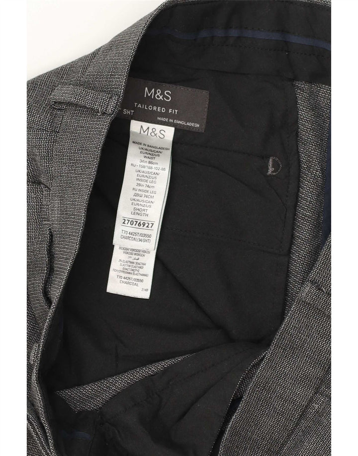 Marks & Spencer Herren-Anzughose mit maßgeschneiderter Passform, W34, L28, grau, Polyester
