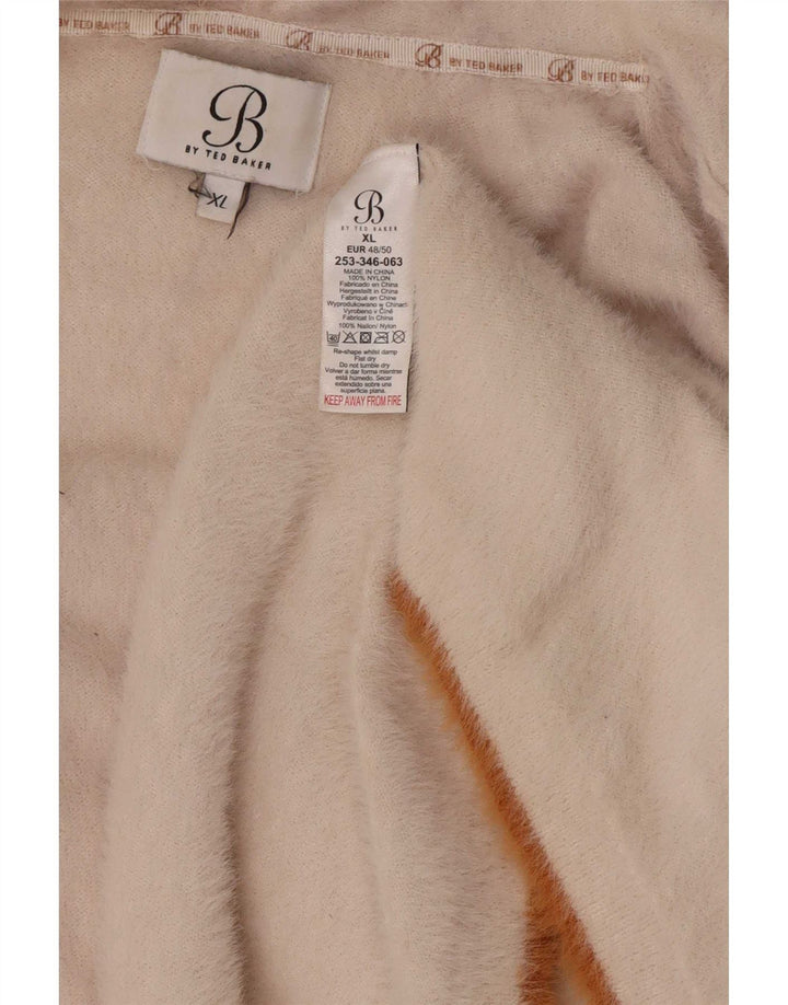 Ted Baker Damen Übergroßer, langer, offener Cardigan-Pullover, Gr. 18, XL, Beige