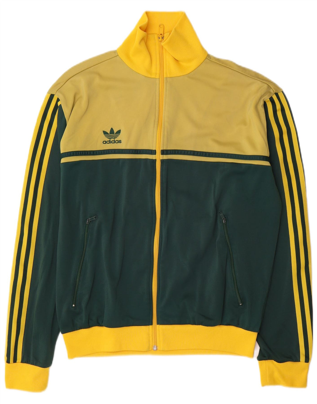 Adidas Herren-Trainingsanzug mit grafischem Oberteil, groß, gelbes Colourblock-Polyamid