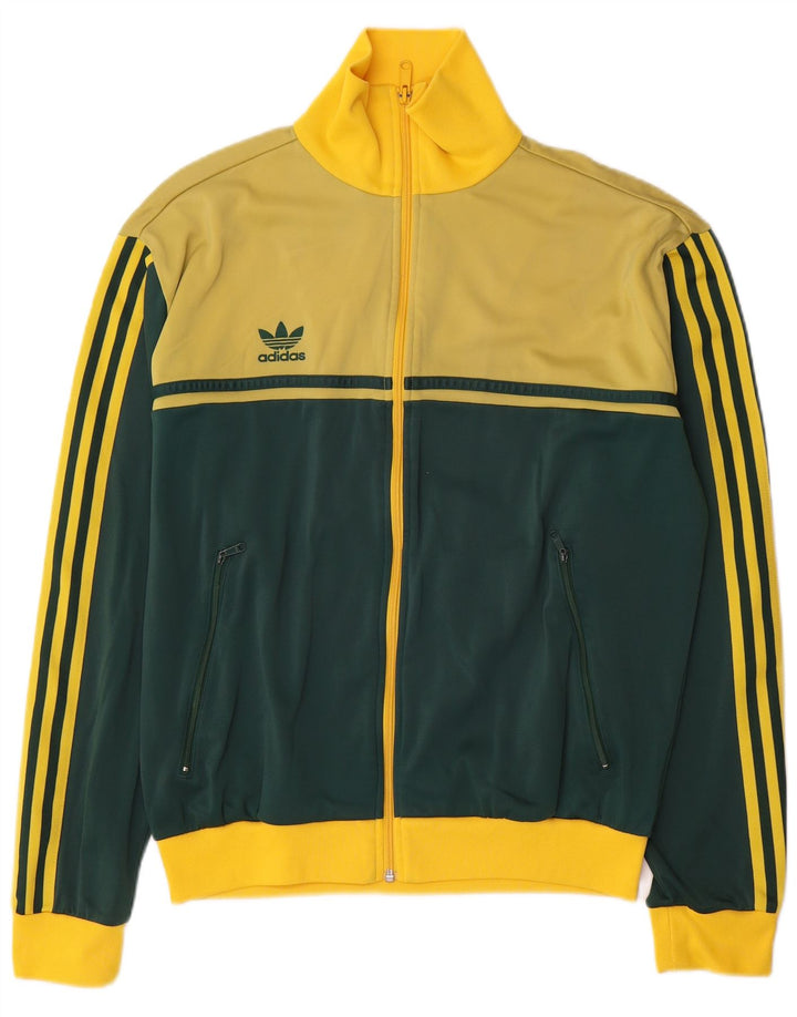 Adidas Herren-Trainingsanzug mit grafischem Oberteil, groß, gelbes Colourblock-Polyamid