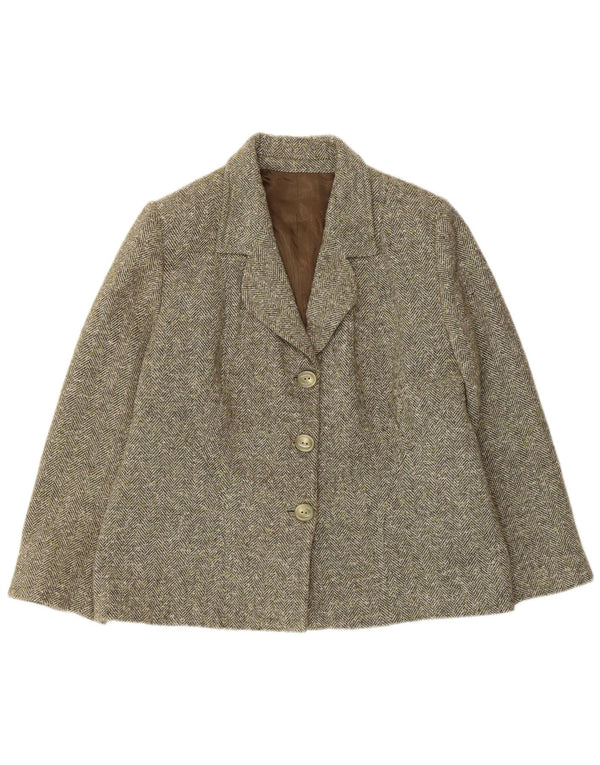 Barbour Damen 3-Knopf-Blazerjacke UK 14 Mittelgrauer Fischgrätenmuster