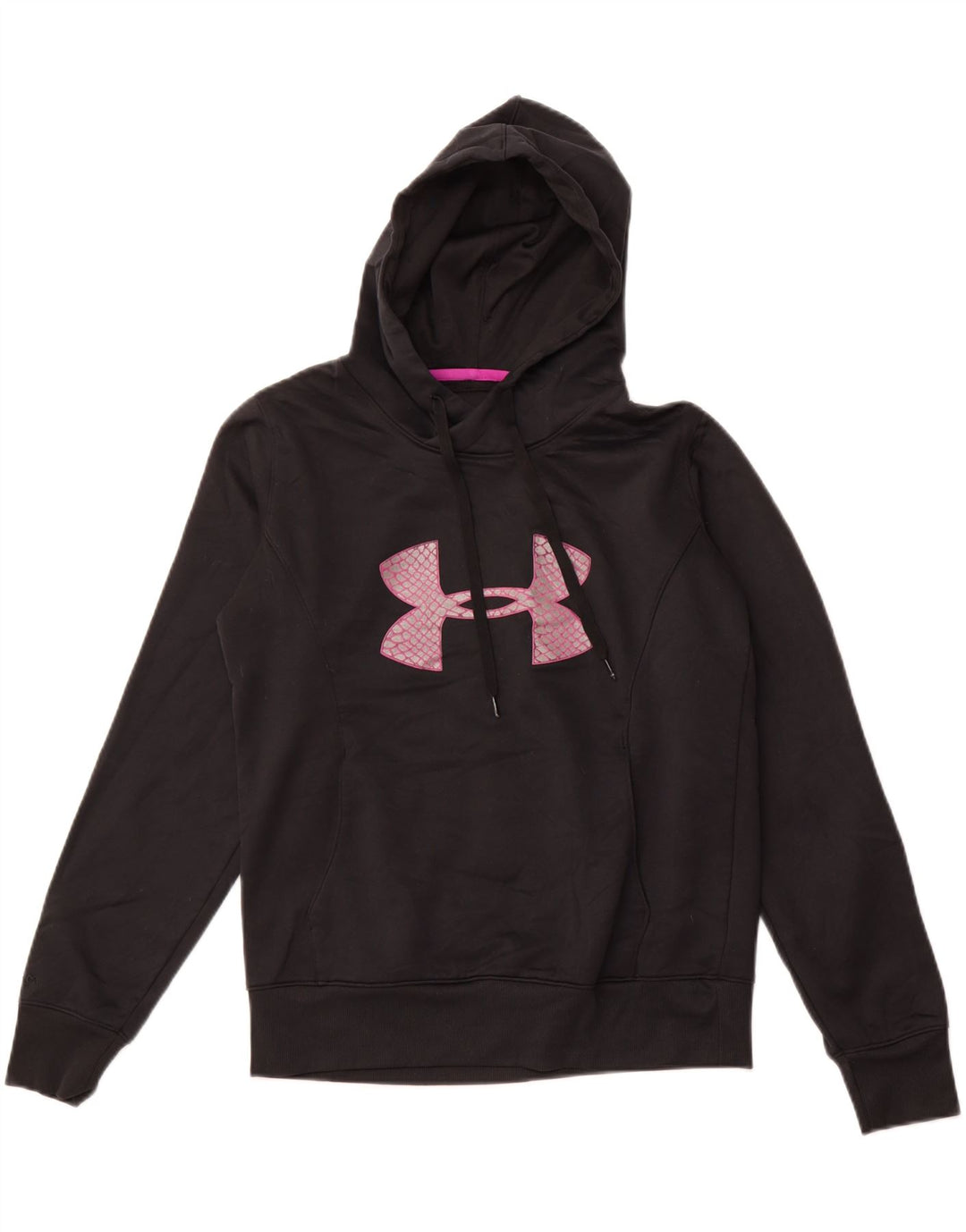 UNDER ARMOUR Damen Cold Gear Graphic Hoodie Pullover UK 14 Medium Schwarz