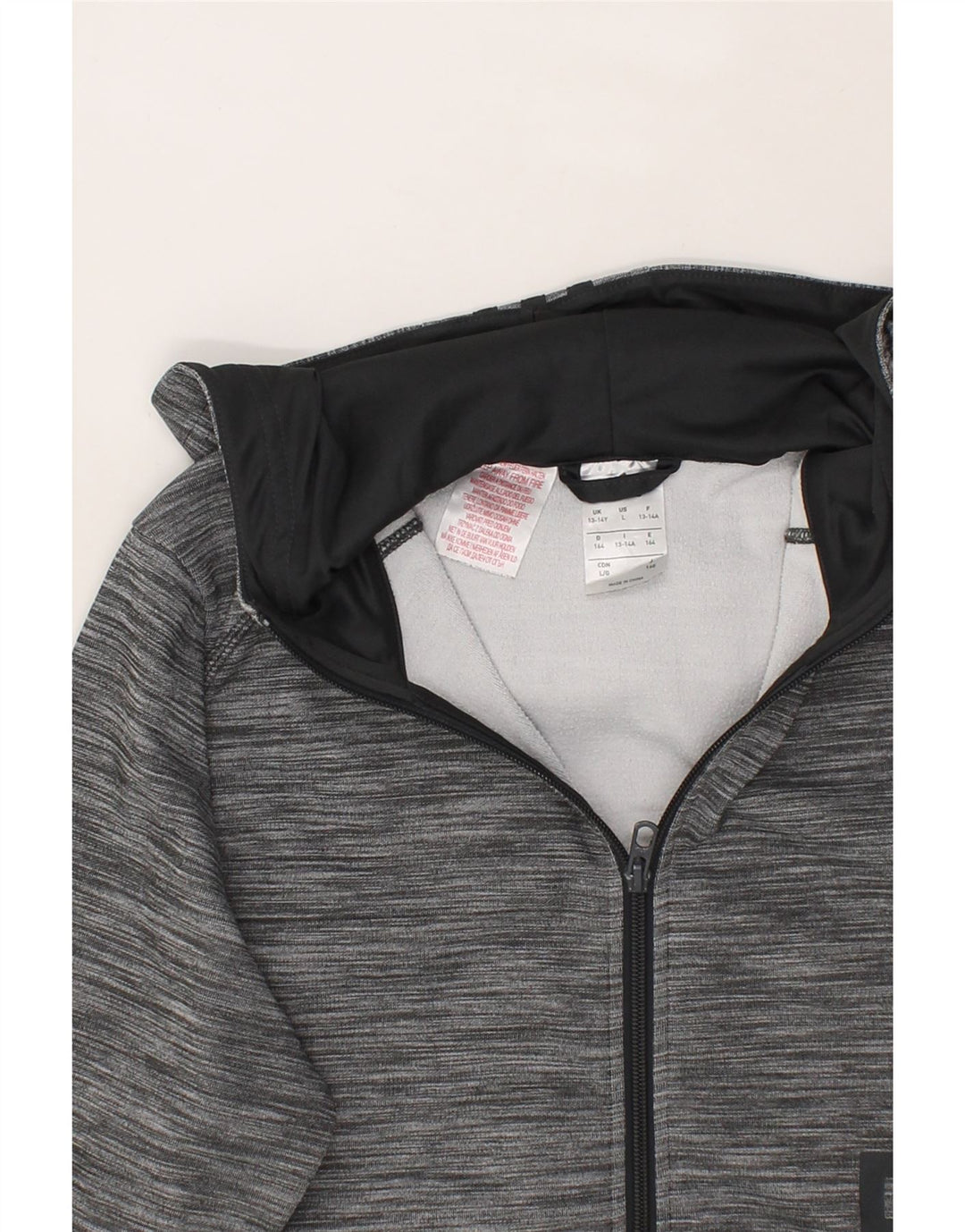 ADIDAS Boys Graphic Zip Hoodie Sweater 13-14 Years Grey Polyester Vintage Adidas and Second-Hand Adidas from Messina Hembry 