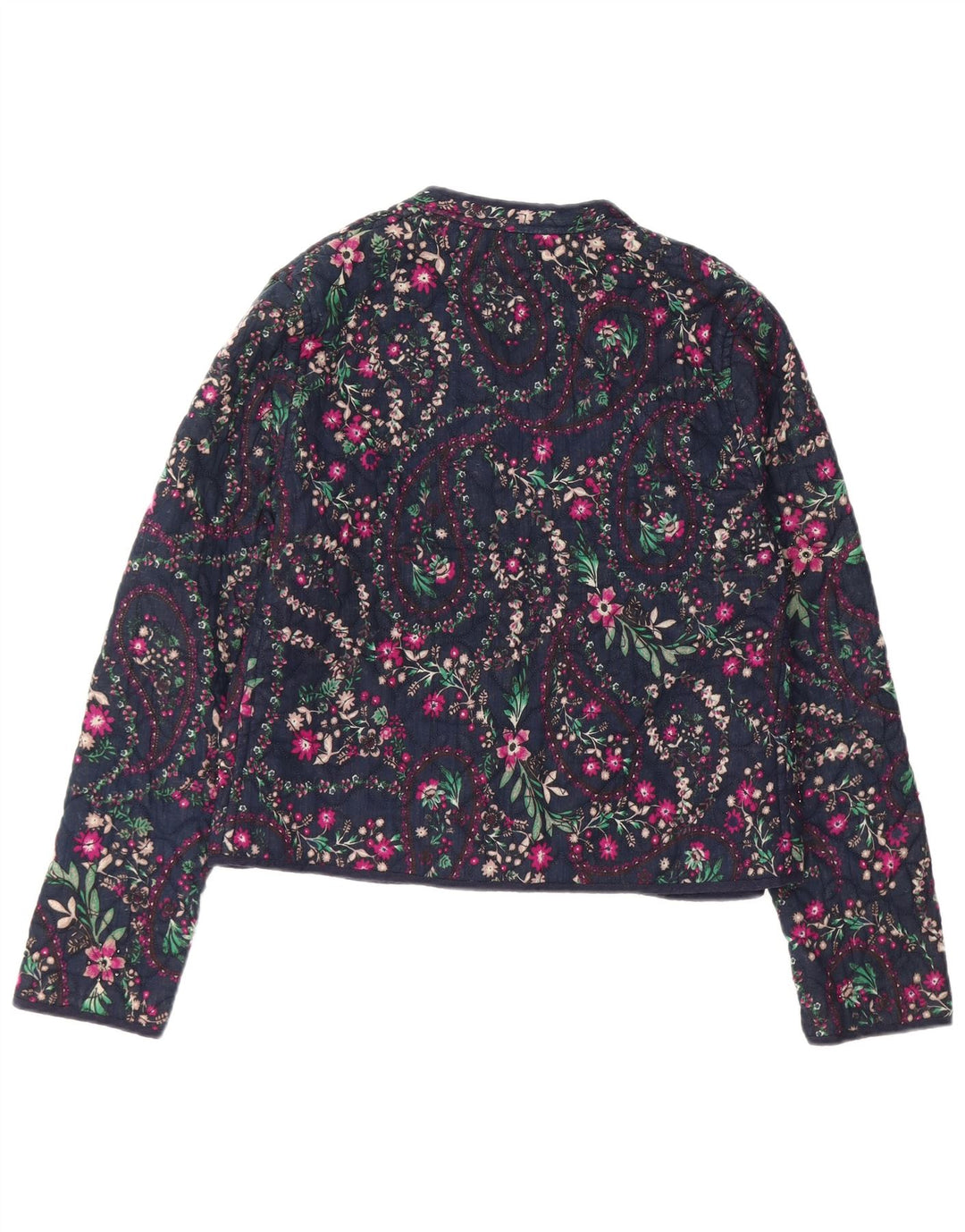 Offene Blazerjacke für Damen von Monsoon, Gr. 12, mittleres Marineblau, Baumwolle mit Blumenmuster