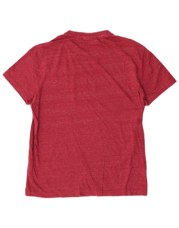 Superdry T-Shirt-Oberteil für Damen, UK 16, Größe L, rot gefleckte Baumwolle