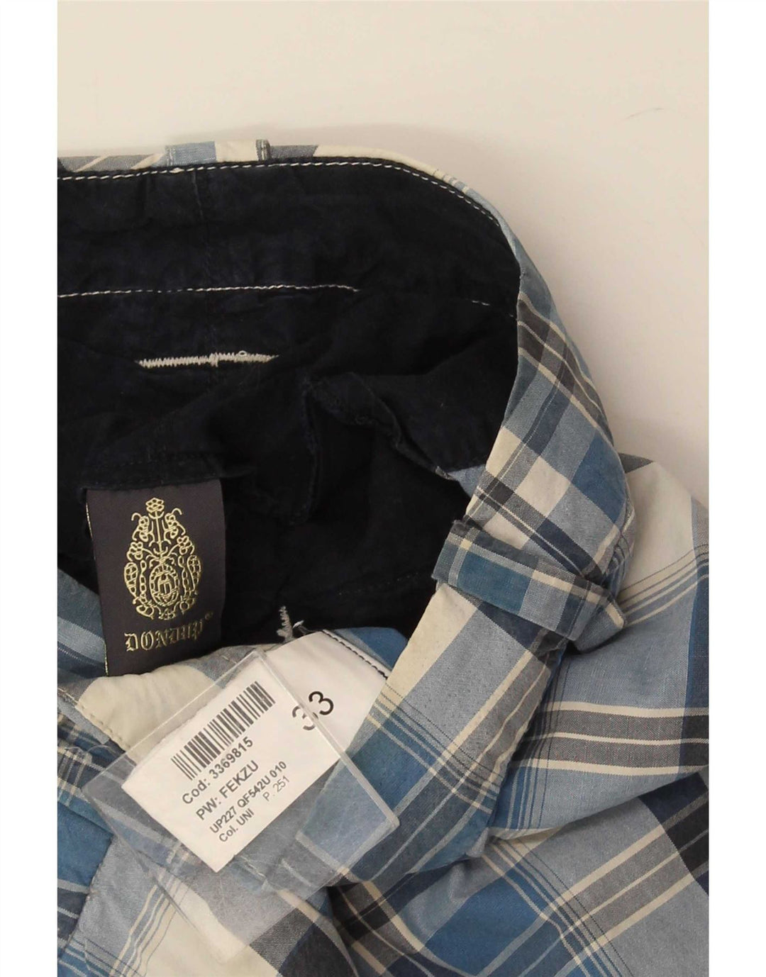 Dondup Herren Chinoshorts W33 Mittelblau kariert