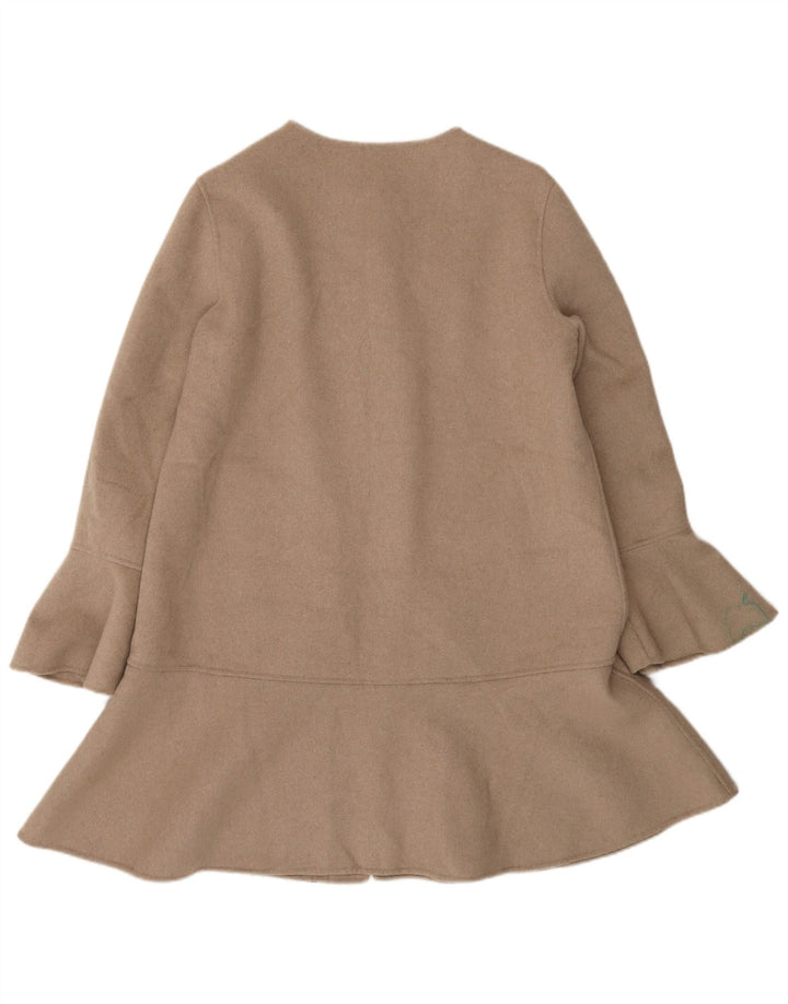 Handgefertigter Damenmantel von Zara, UK 14, mittelbeige Wolle