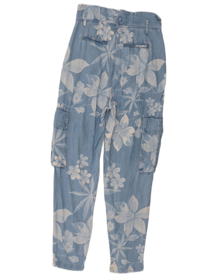 Desigual Damen Cargo-Haremshose Medium W32 L28 Lyocell mit blauem Blumenmuster