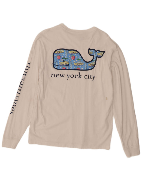 Vineyard Vines Herren Grafik-Top Langarm XS Weiße Baumwolle