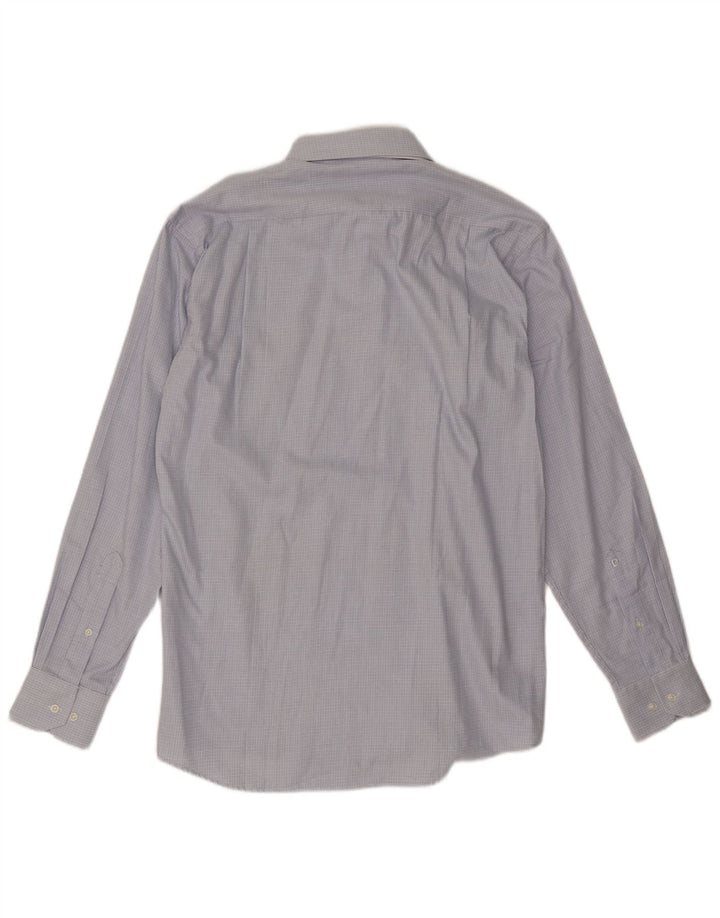 Pierre Cardin Herren-Flanellhemd aus mittelblau karierter Baumwolle