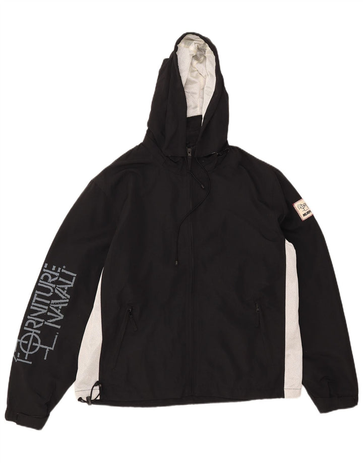 Murphy & Nye Herren Loose Fit Graphic Regenjacke UK 36 Small Schwarz