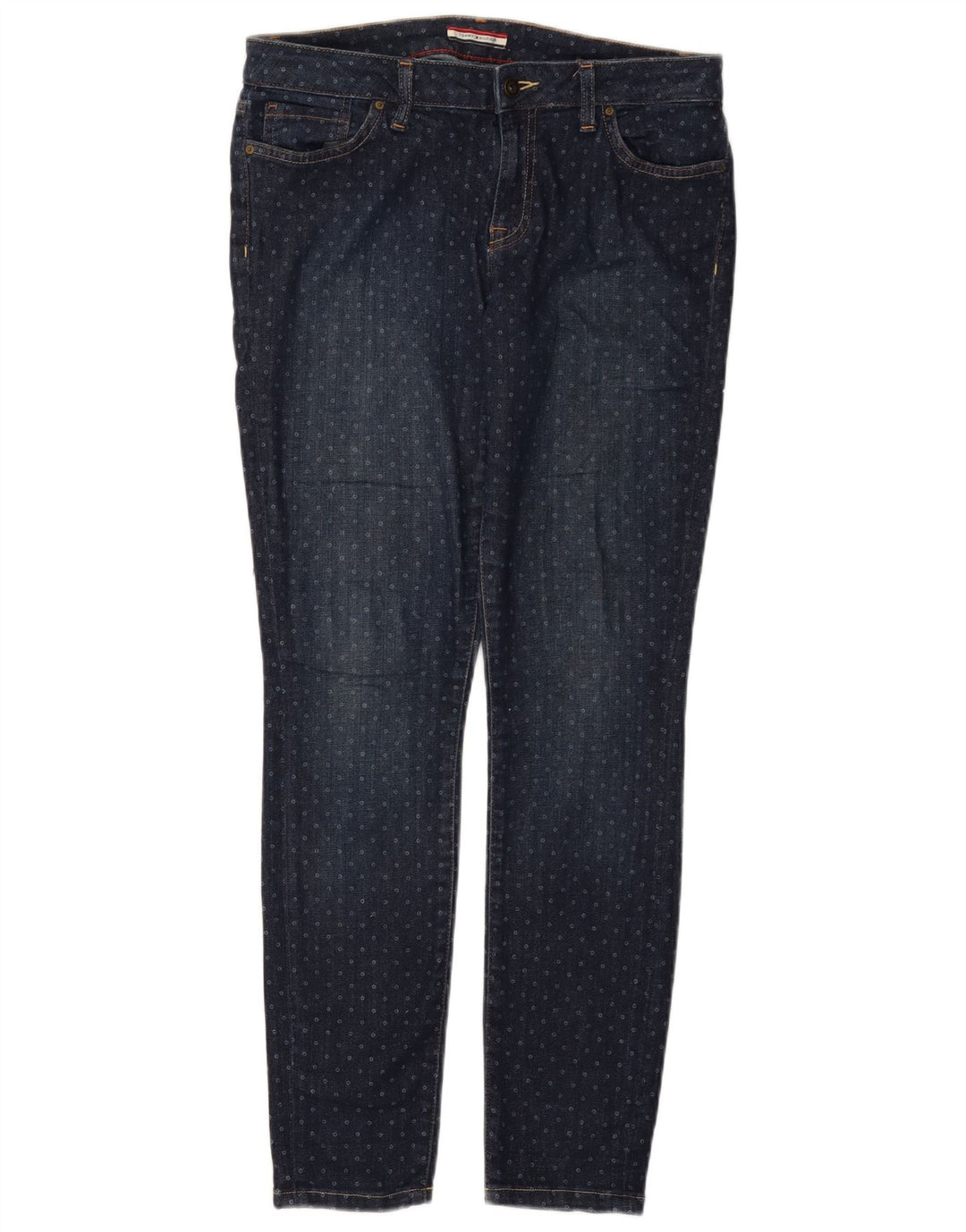 TOMMY HILFIGER Damen Freizeithose US 8 Medium W30 L30 Blau gepunktet