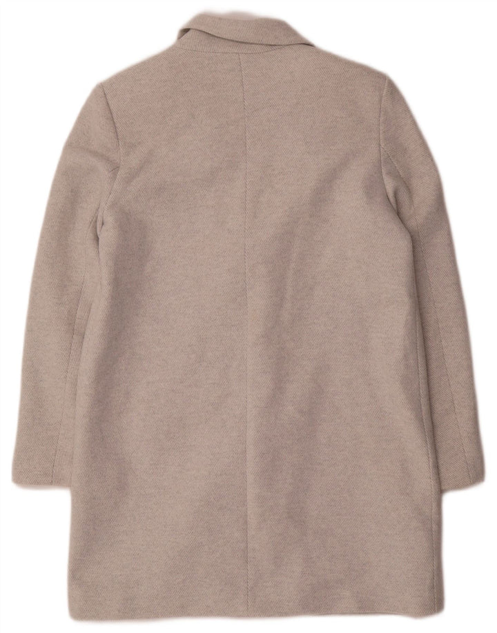 Zara Zweireihiger Damenmantel UK 14 Mittelgraues Polyester