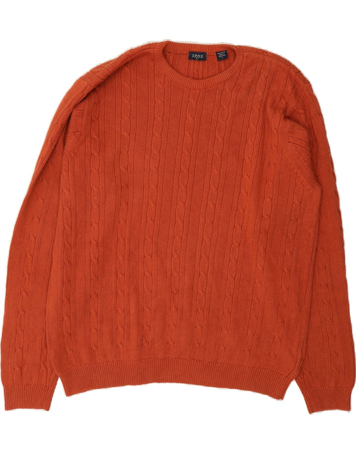 IZOD Mens Crew Neck Jumper Sweater Large Orange Cotton Vintage Izod and Second-Hand Izod from Messina Hembry 