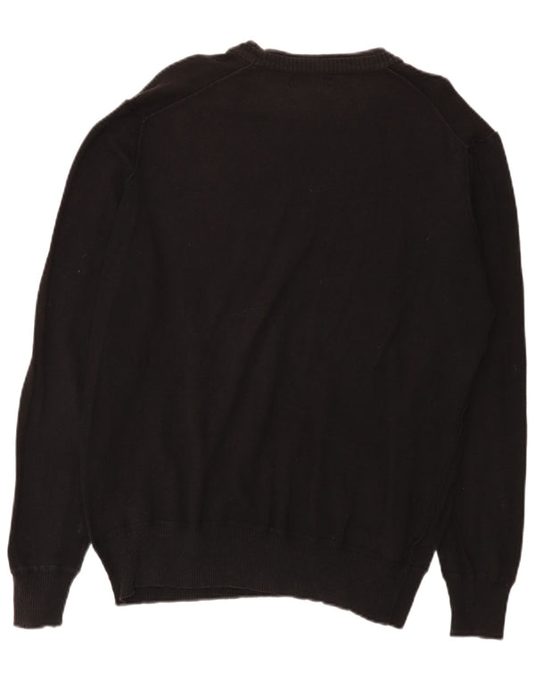 Zara Herren-Pullover mit U-Boot-Ausschnitt, XL, schwarze Baumwolle