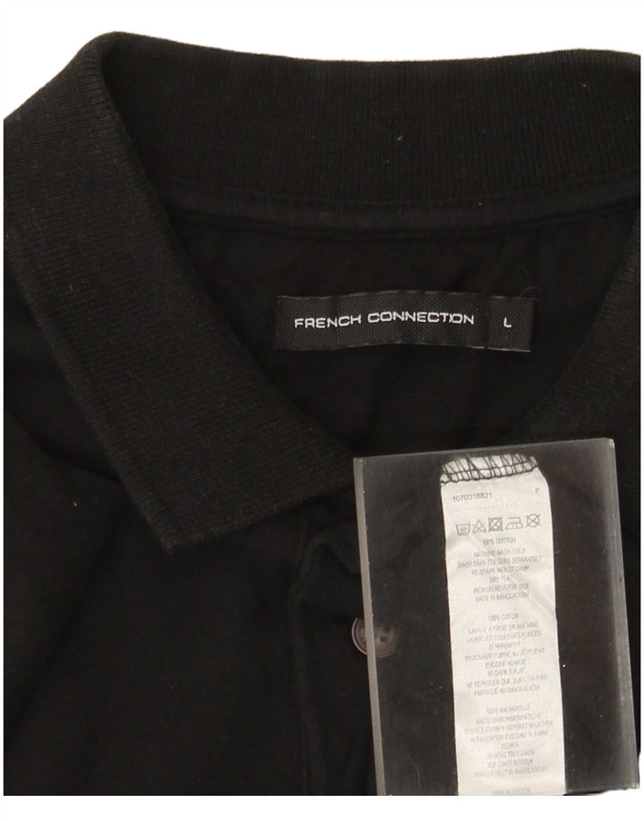 French Connection Herren-Poloshirt, groß, aus schwarzer Baumwolle