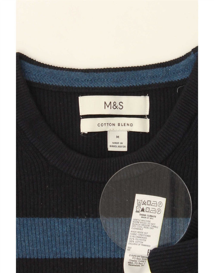 Marks & Spencer Herren-Pullover mit Rundhalsausschnitt, mittleres Marineblau, Polyester