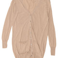 Langer Strickjackenpullover für Damen von Zara, Gr. 14, mittelbeige Seide
