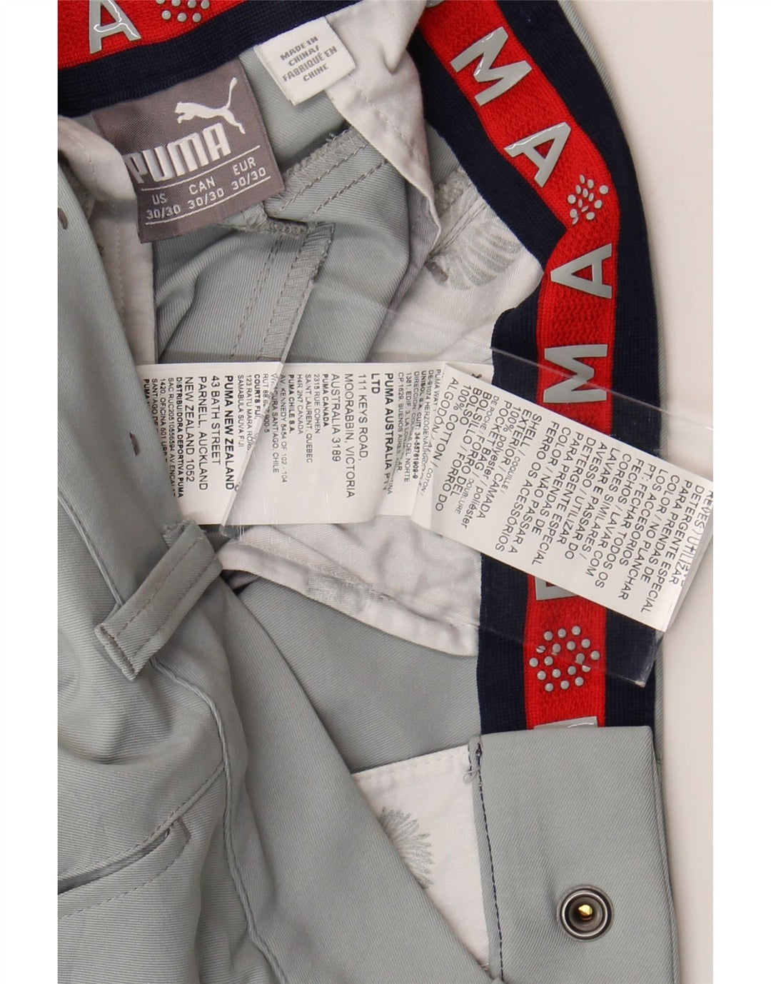 PUMA Mens Straight Chino Trousers W30 L30 Grey Polyester Vintage Puma and Second-Hand Puma from Messina Hembry 