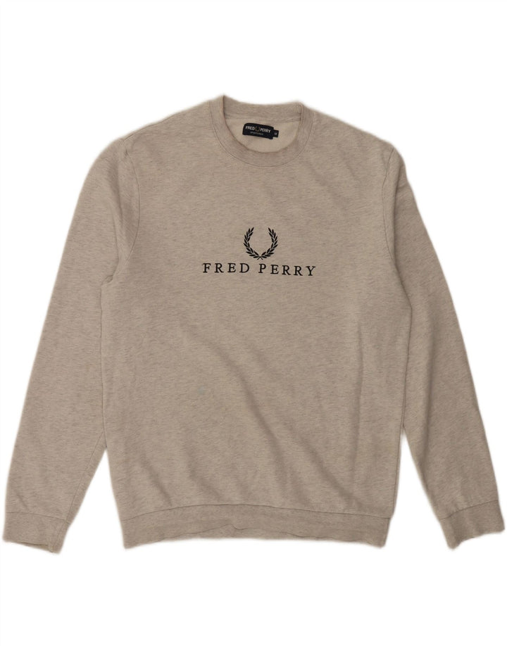 Fred Perry Herren-Sweatshirt mit Grafik, mittelgraue Baumwolle