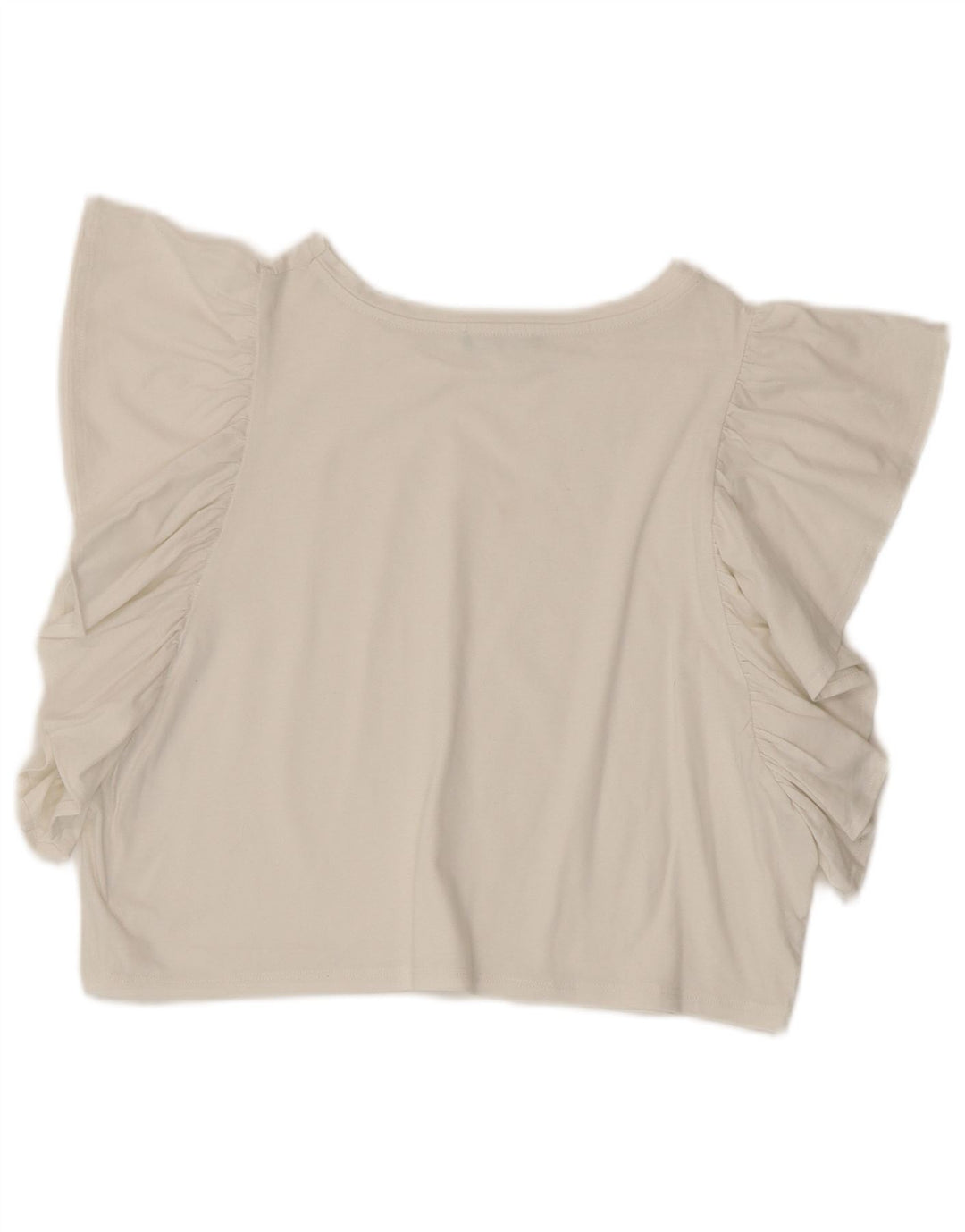 Benetton Womens Crop Oversized Bluse Top UK 10 Small Weiß